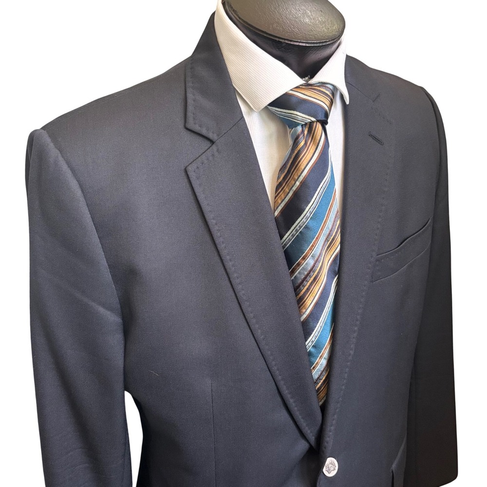 Dolce & Gabbana Blazer & Tie 42R Navy Blue Wool Crest Buttons Old Money Italy